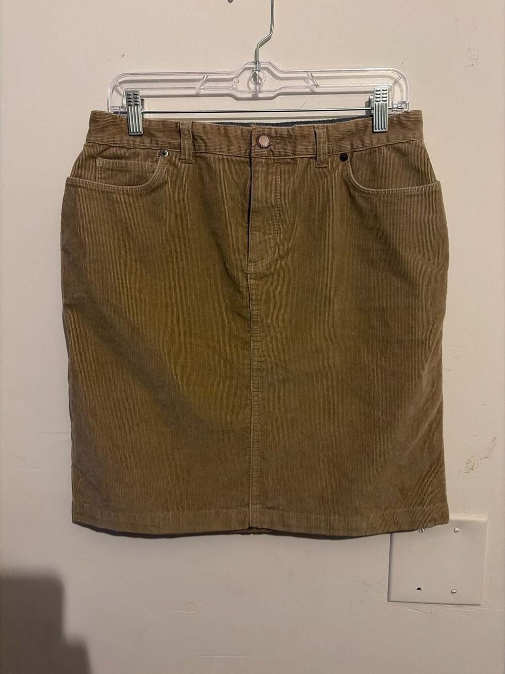 L.L.Bean Favorite Fit Corduroy Skirt in Khaki